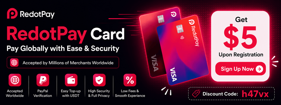 RedotPay Card - Pay Globally Easily and Securely - Get $5 on Sign Up